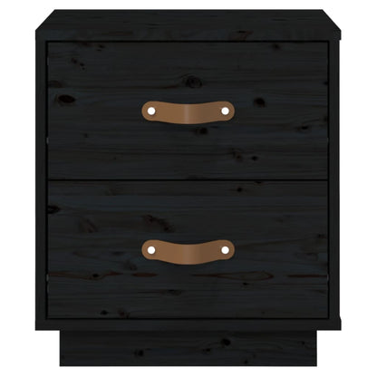 Nachttisch Schwarz 40x34x45 cm Massivholz Kiefer