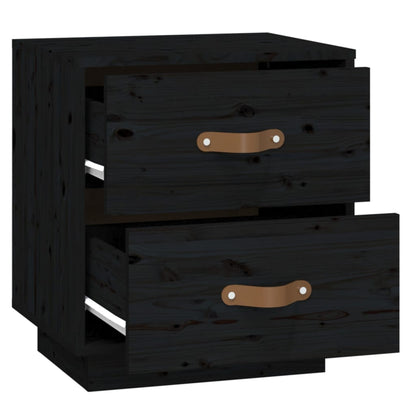 Nachttisch Schwarz 40x34x45 cm Massivholz Kiefer