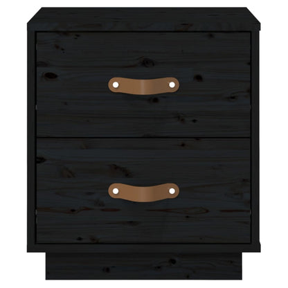 Nachttische 2 Stk. Schwarz 40x34x45 cm Massivholz Kiefer