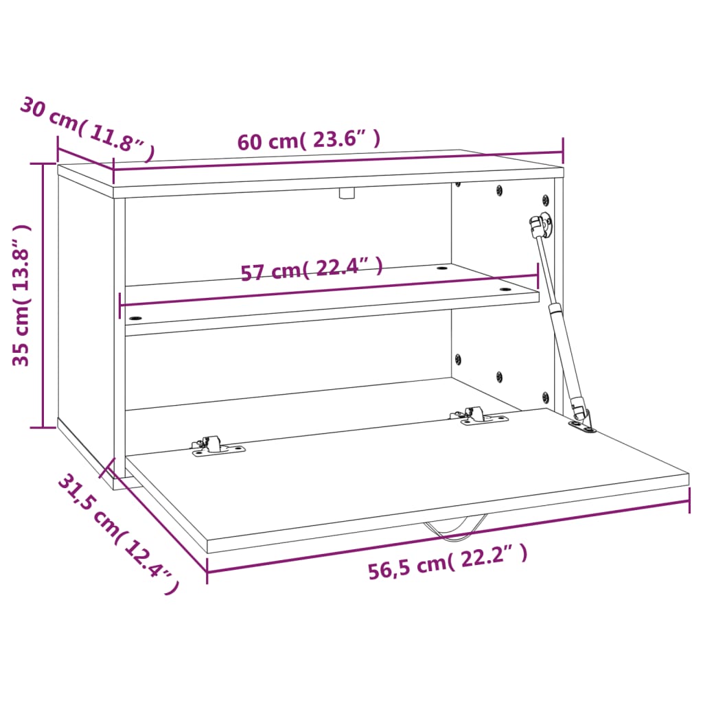 Wandschrank 60x30x35 cm Massivholz Kiefer