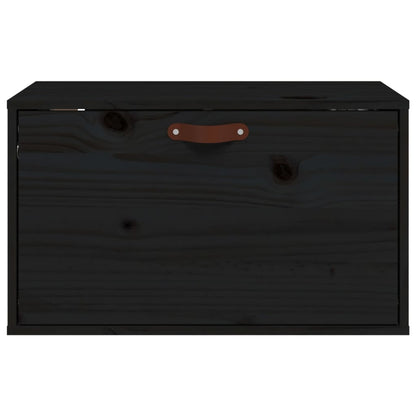 Wandschrank Schwarz 60x30x35 cm Massivholz Kiefer