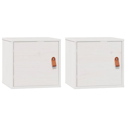 Wandschränke 2 Stk. Weiß 31,5x30x30 cm Massivholz Kiefer