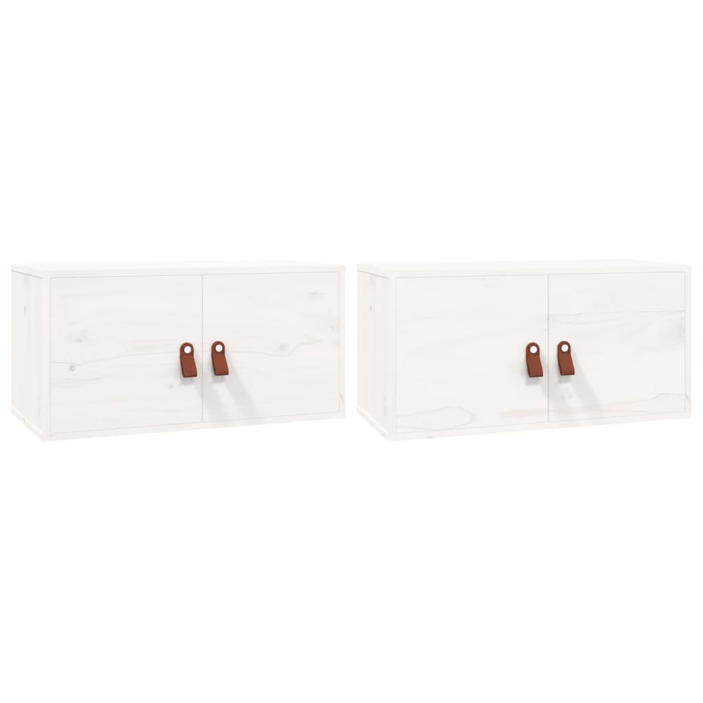 Wandschränke 2 Stk. Weiß 60x30x30 cm Massivholz Kiefer