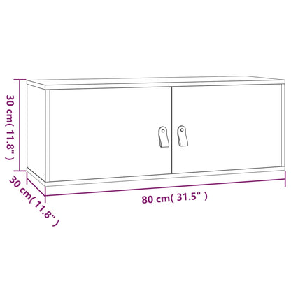 Wandschrank Weiß 80x30x30 cm Massivholz Kiefer