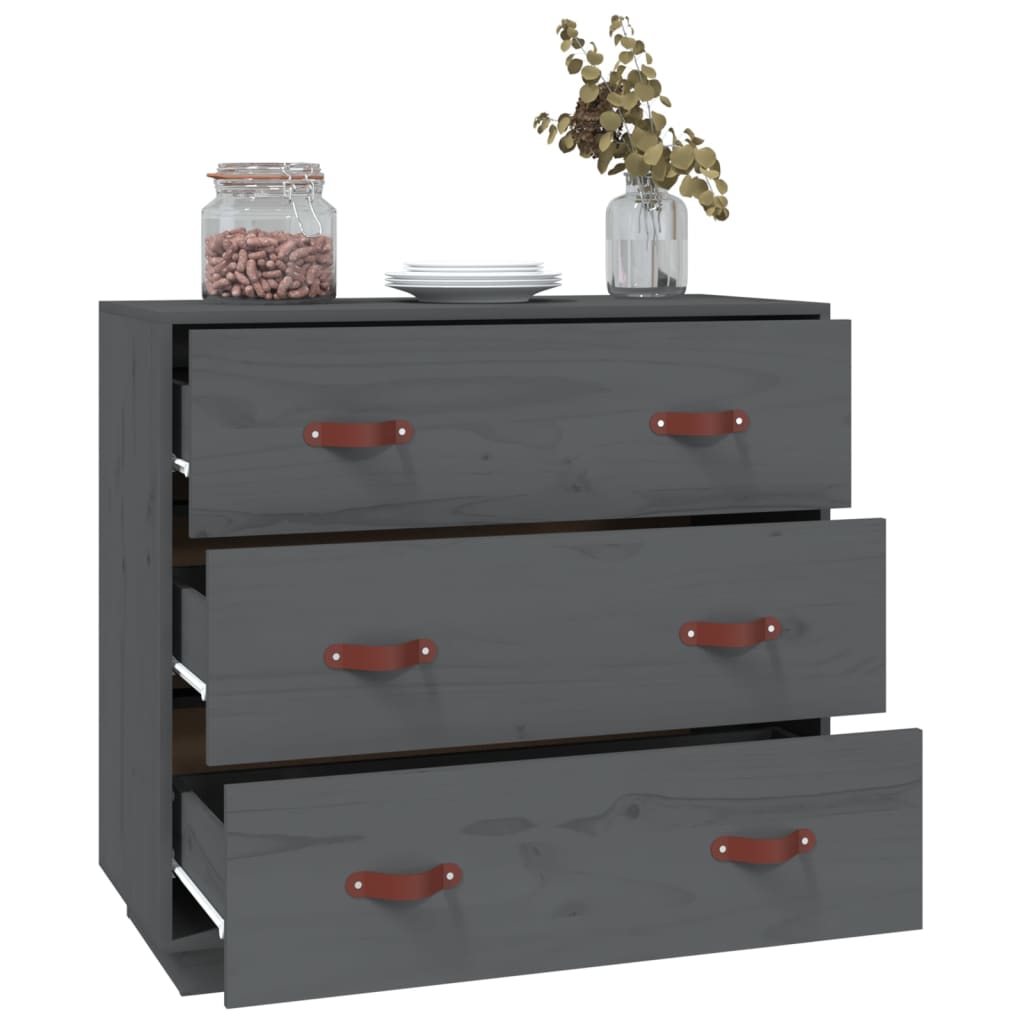Sideboard Grau 80x40x75 cm Massivholz Kiefer