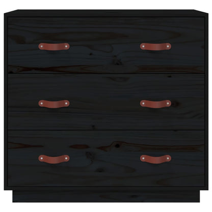 Sideboard Schwarz 80x40x75 cm Massivholz Kiefer