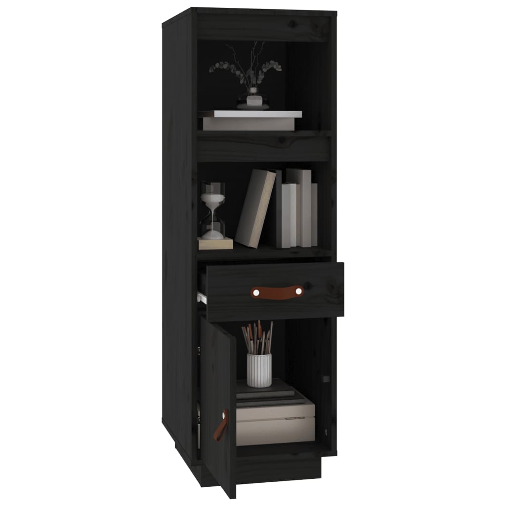 Highboard Schwarz 34x40x108,5 cm Massivholz Kiefer
