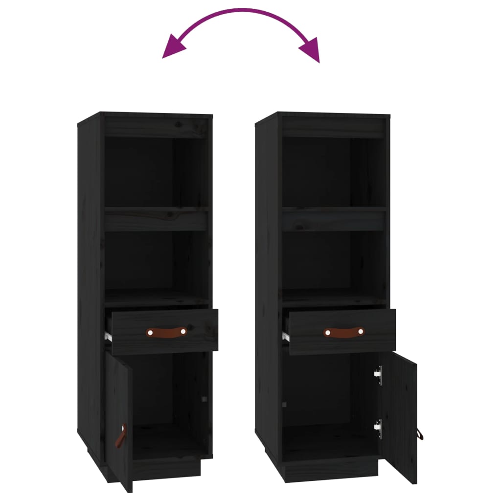 Highboard Schwarz 34x40x108,5 cm Massivholz Kiefer