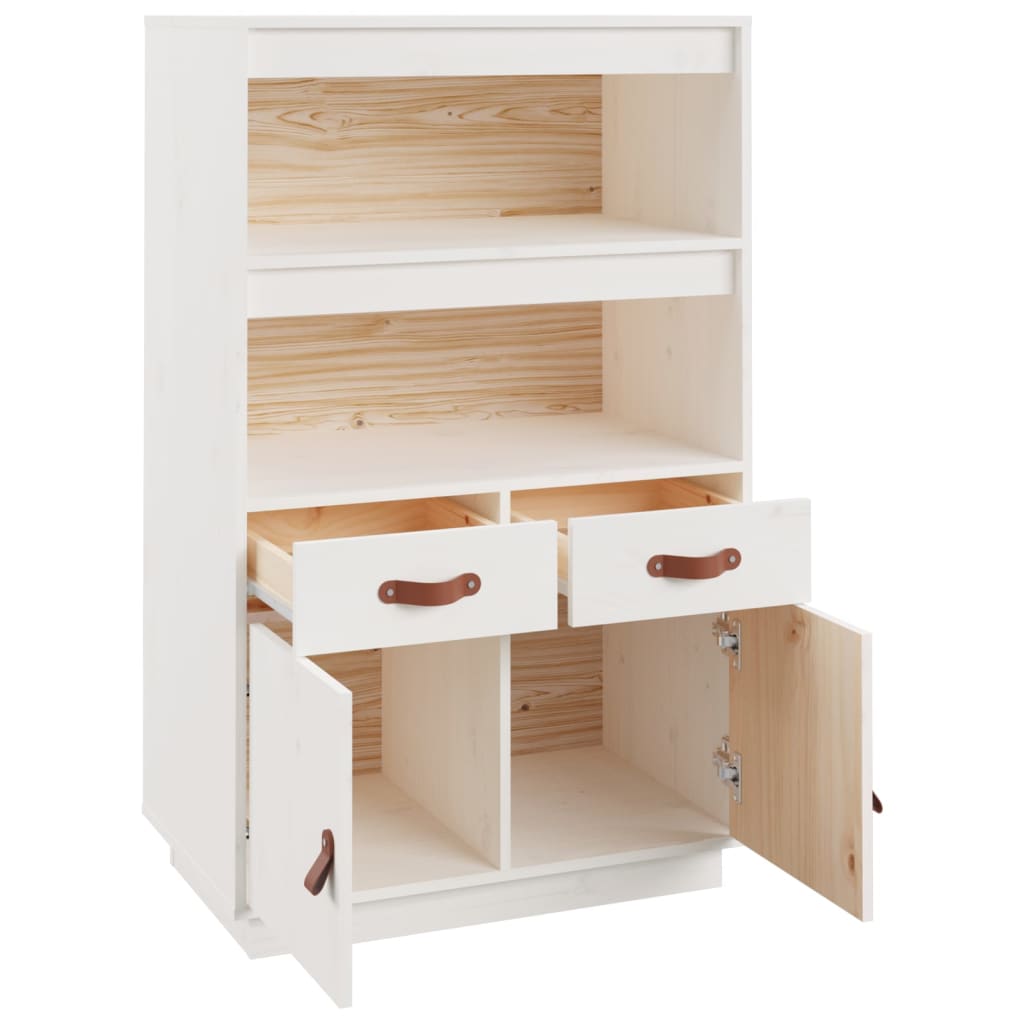 Highboard Weiß 67x40x108,5 cm Massivholz Kiefer