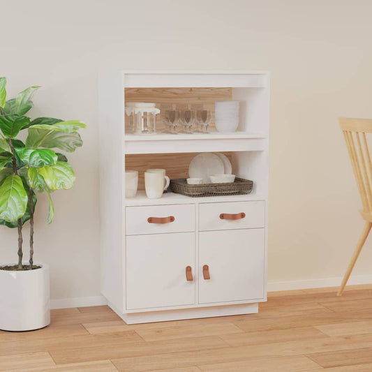 Highboard Weiß 67x40x108,5 cm Massivholz Kiefer
