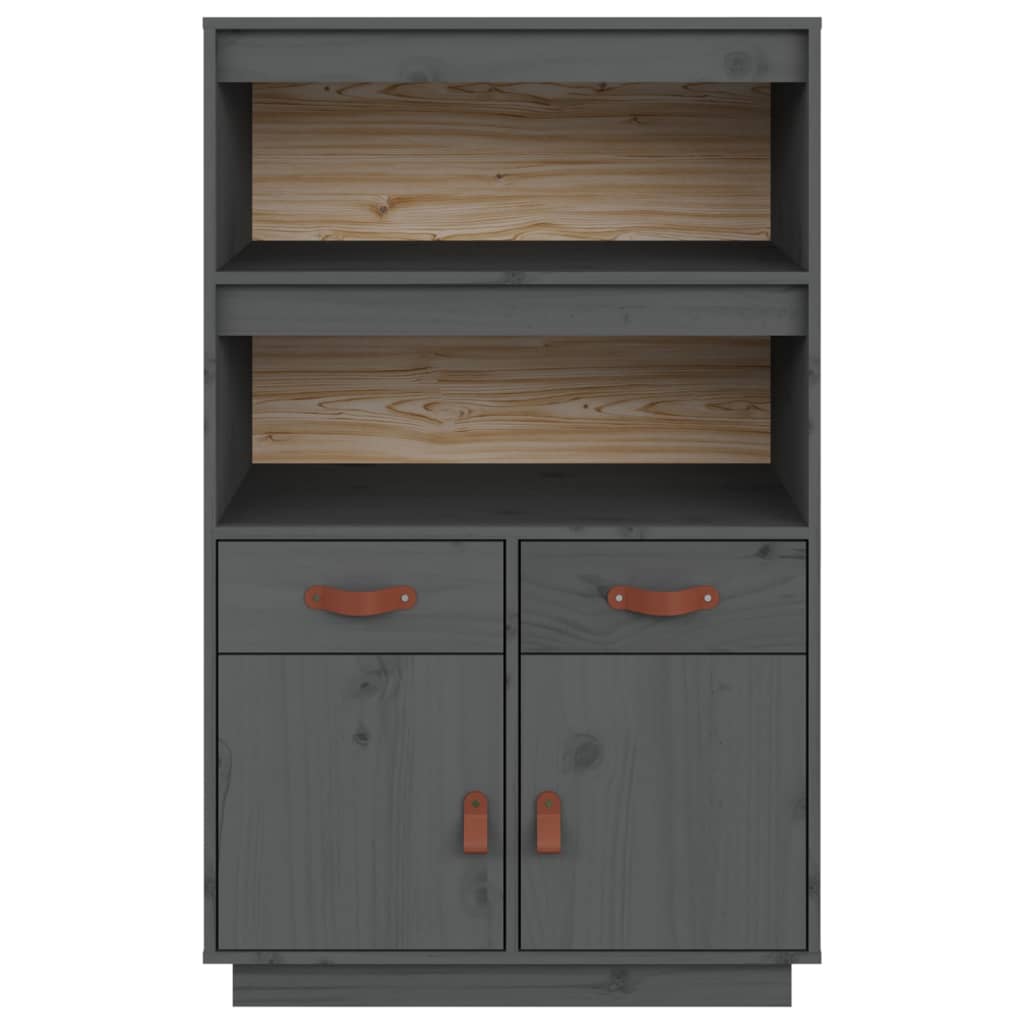 Highboard Grau 67x40x108,5 cm Massivholz Kiefer