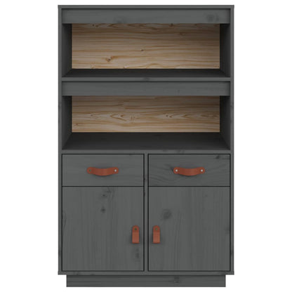 Highboard Grau 67x40x108,5 cm Massivholz Kiefer
