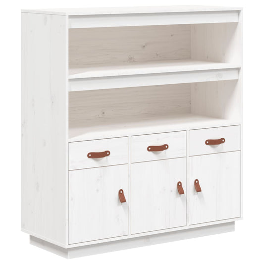 Highboard Weiß 100x40x108,5 cm Massivholz Kiefer