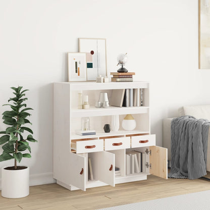 Highboard Weiß 100x40x108,5 cm Massivholz Kiefer