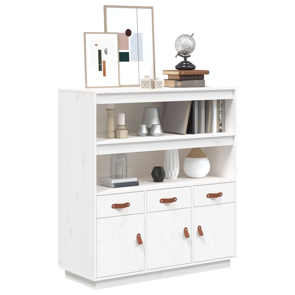 Highboard Weiß 100x40x108,5 cm Massivholz Kiefer