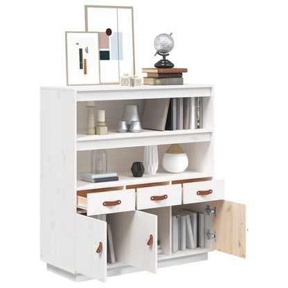 Highboard Weiß 100x40x108,5 cm Massivholz Kiefer