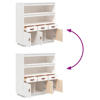 Highboard Weiß 100x40x108,5 cm Massivholz Kiefer