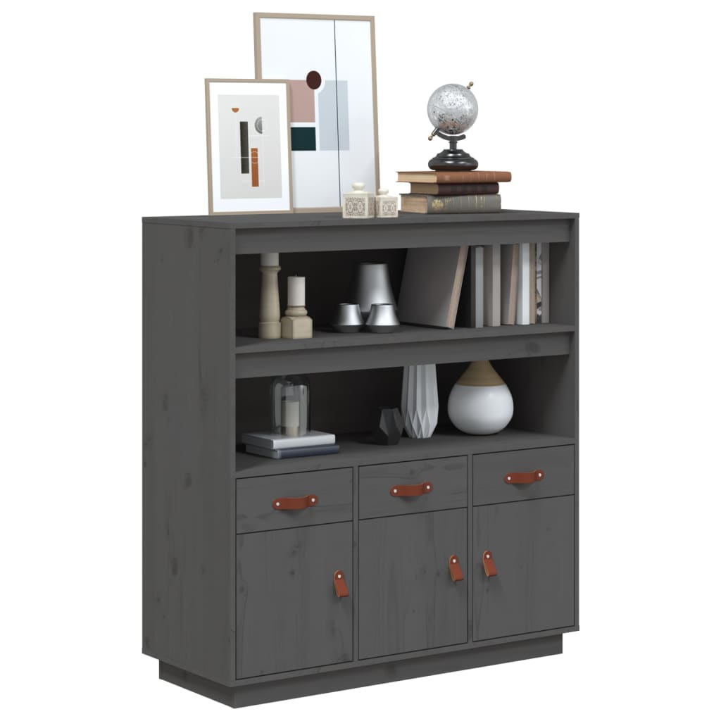 Highboard Grau 100x40x108,5 cm Massivholz Kiefer