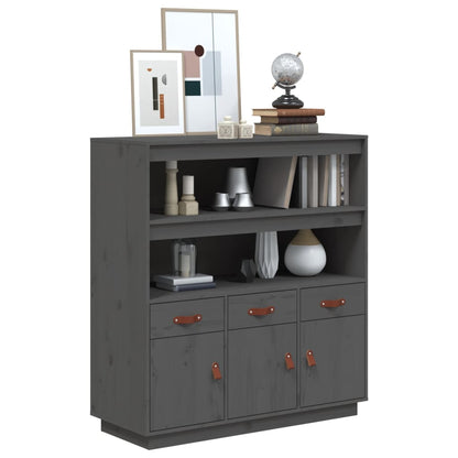 Highboard Grau 100x40x108,5 cm Massivholz Kiefer