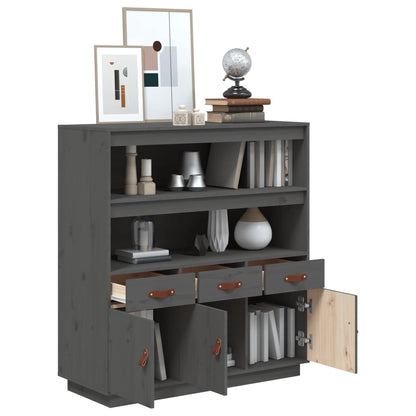 Highboard Grau 100x40x108,5 cm Massivholz Kiefer