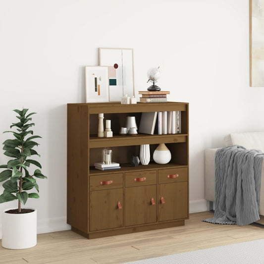 Highboard Honigbraun 100x40x108,5 cm Massivholz Kiefer