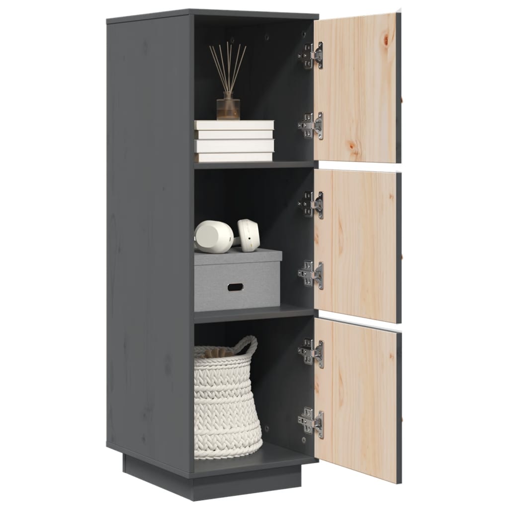 Highboard Grau 34x40x108,5 cm Massivholz Kiefer