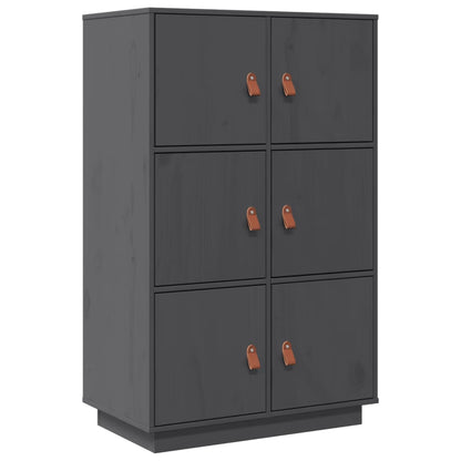 Highboard Grau 67x40x108,5 cm Massivholz Kiefer