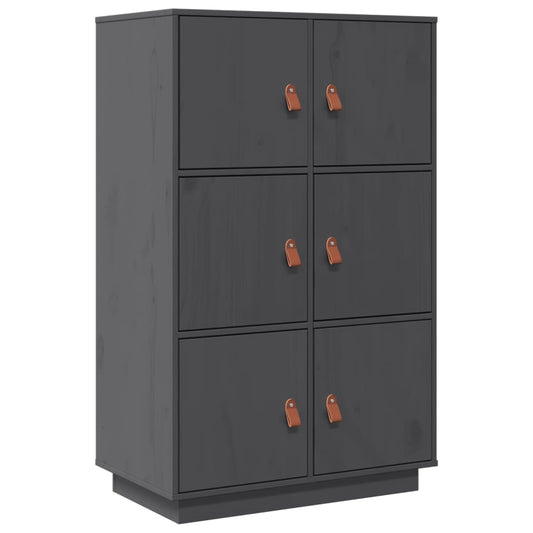 Highboard Grau 67x40x108,5 cm Massivholz Kiefer
