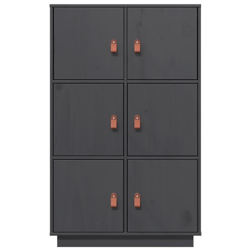 Highboard Grau 67x40x108,5 cm Massivholz Kiefer