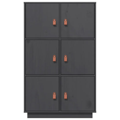 Highboard Grau 67x40x108,5 cm Massivholz Kiefer