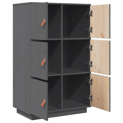 Highboard Grau 67x40x108,5 cm Massivholz Kiefer