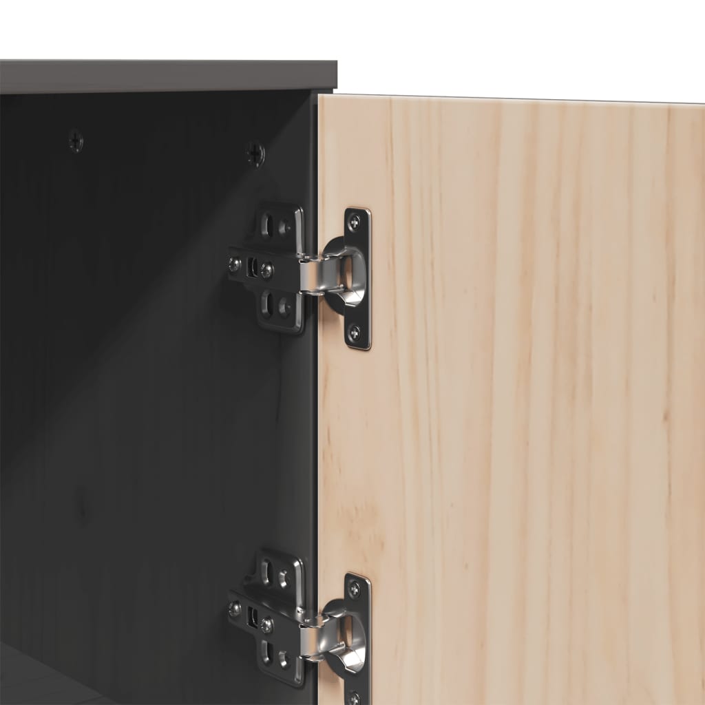 Highboard Grau 67x40x108,5 cm Massivholz Kiefer