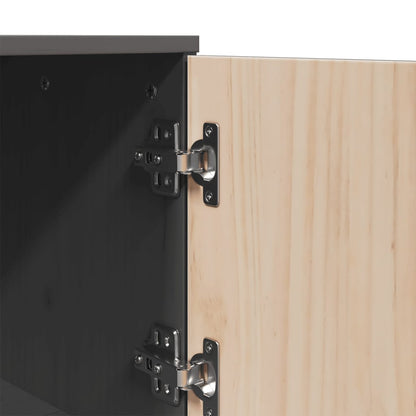 Highboard Grau 67x40x108,5 cm Massivholz Kiefer