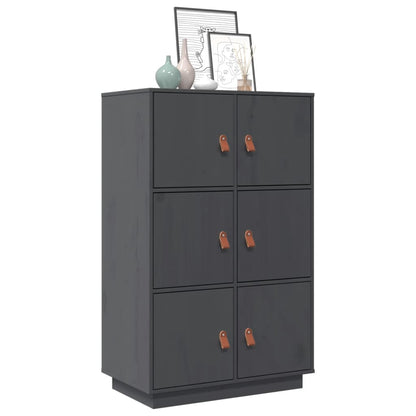 Highboard Grau 67x40x108,5 cm Massivholz Kiefer