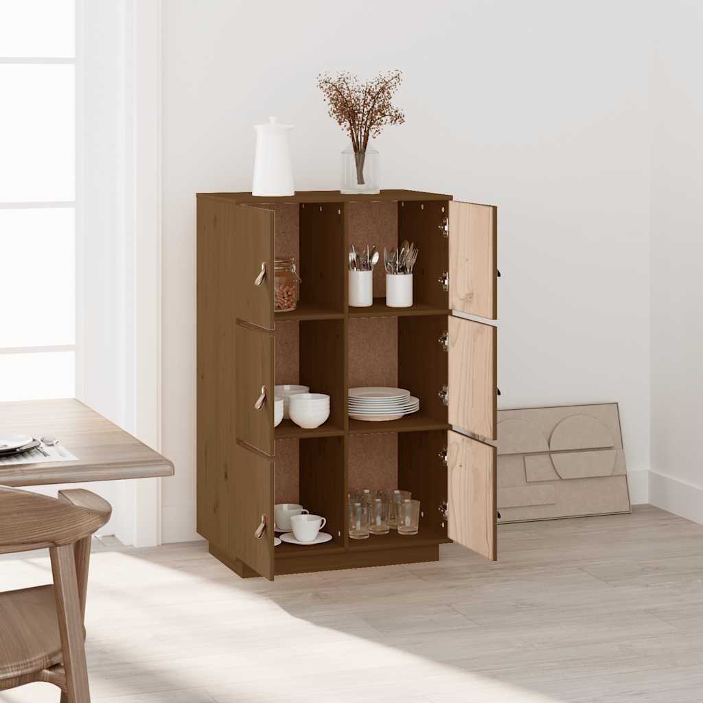 Highboard Honigbraun 67x40x108,5 cm Massivholz Kiefer