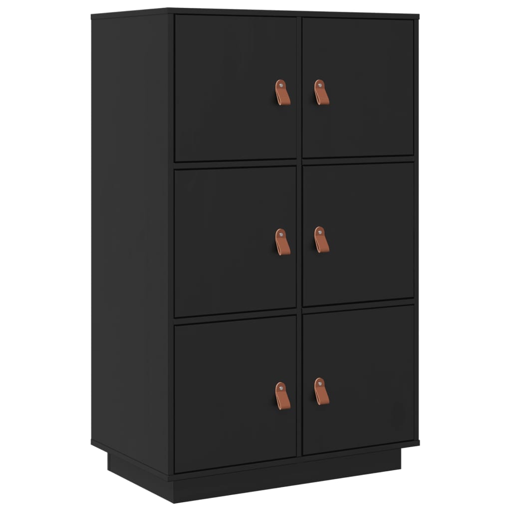 Highboard Schwarz 67x40x108,5 cm Massivholz Kiefer