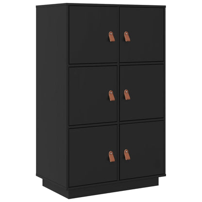 Highboard Schwarz 67x40x108,5 cm Massivholz Kiefer