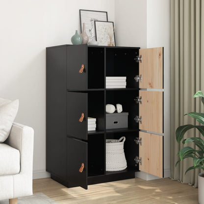 Highboard Schwarz 67x40x108,5 cm Massivholz Kiefer