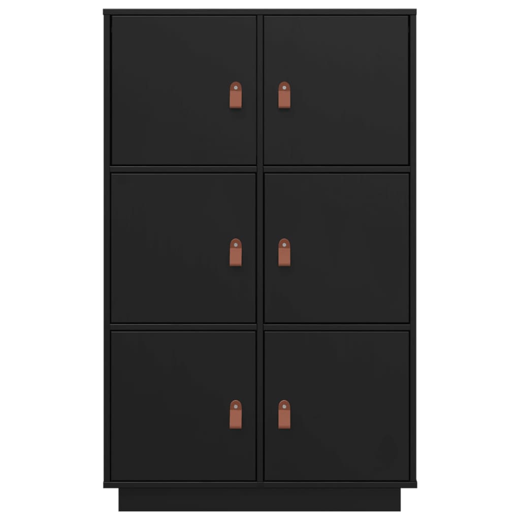 Highboard Schwarz 67x40x108,5 cm Massivholz Kiefer