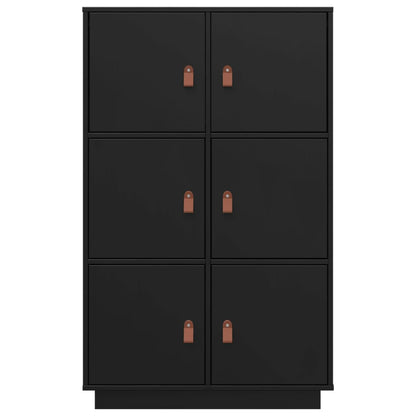 Highboard Schwarz 67x40x108,5 cm Massivholz Kiefer
