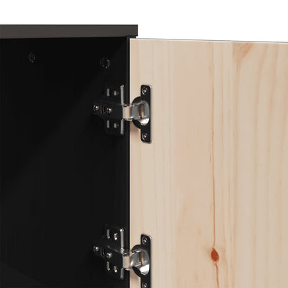 Highboard Schwarz 67x40x108,5 cm Massivholz Kiefer