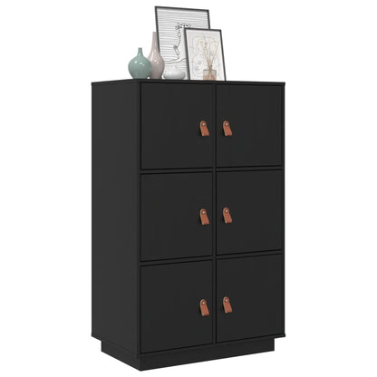 Highboard Schwarz 67x40x108,5 cm Massivholz Kiefer