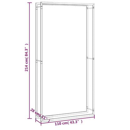 Brennholzregal Mattschwarz 110x28x214 cm Stahl