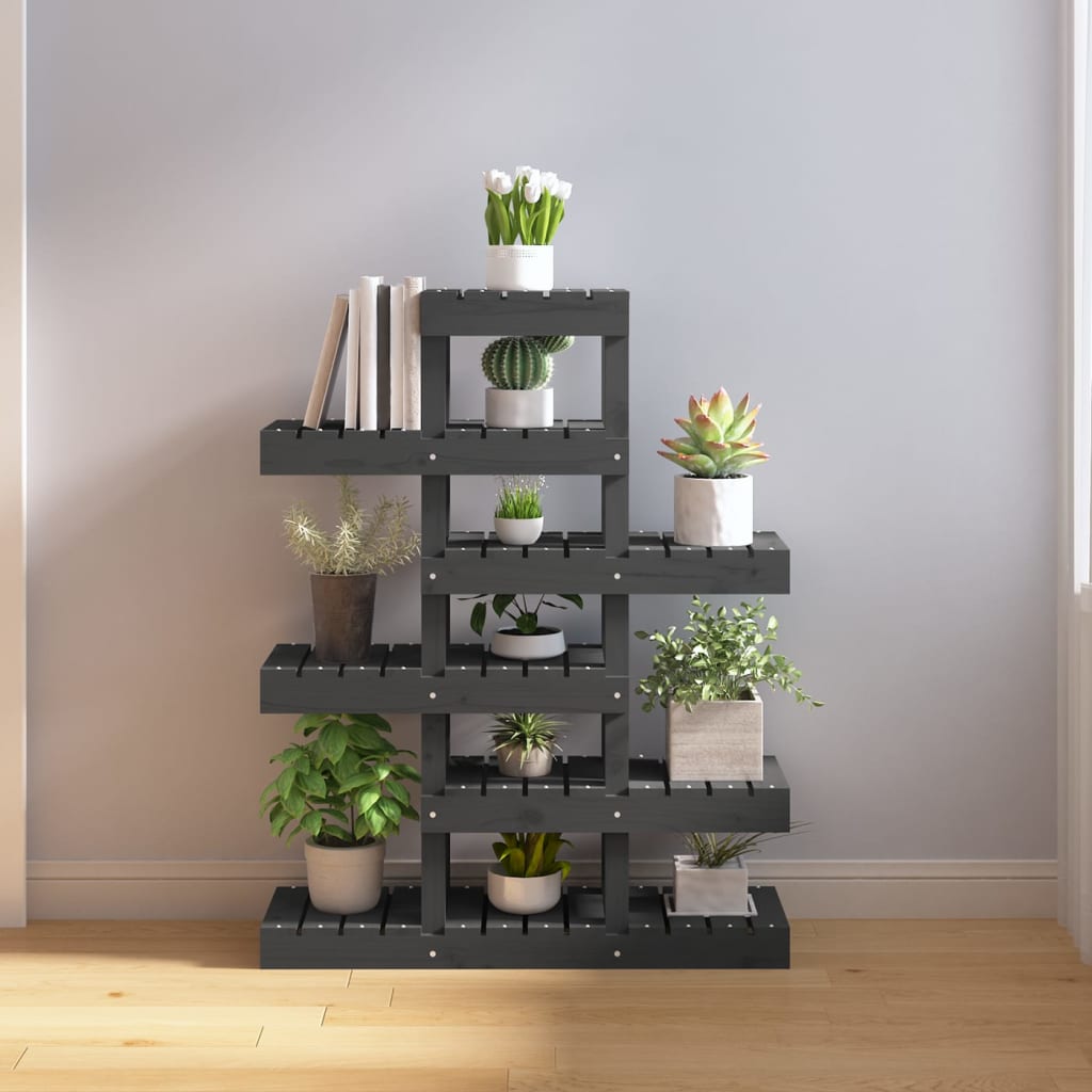 Plantestativ Grå 85x25x109,5 cm Massiv fyrretræ
