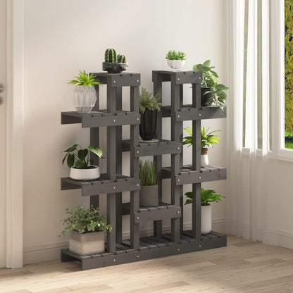 Pflanzenständer Grau 104,5x25x109,5 cm Massivholz Kiefer
