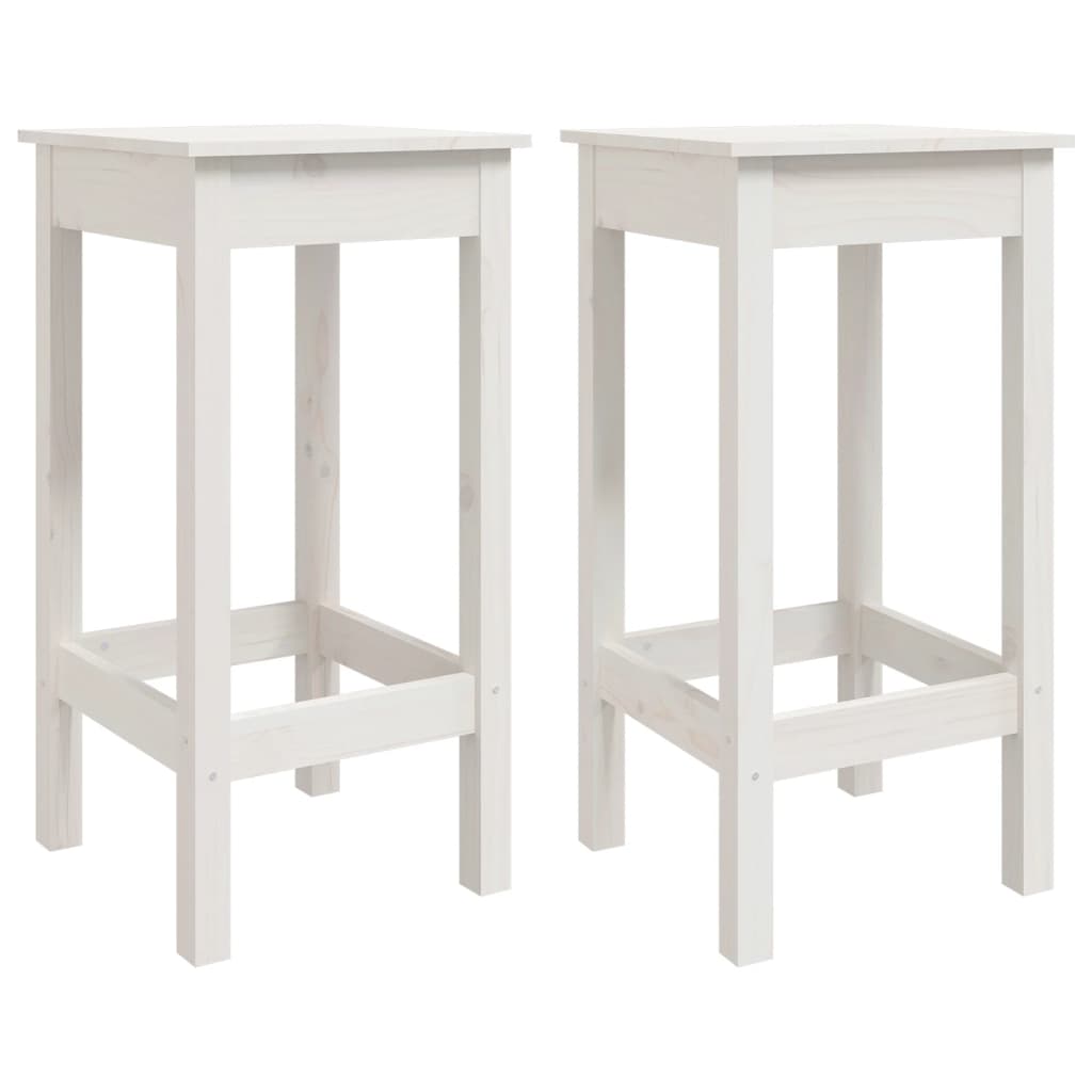 Barstole 2 stk Hvid 40x40x78 cm massiv fyrretræ