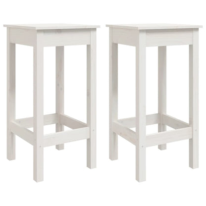 Barstole 2 stk Hvid 40x40x78 cm massiv fyrretræ