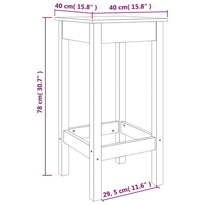 Barstole 2 stk Hvid 40x40x78 cm massiv fyrretræ