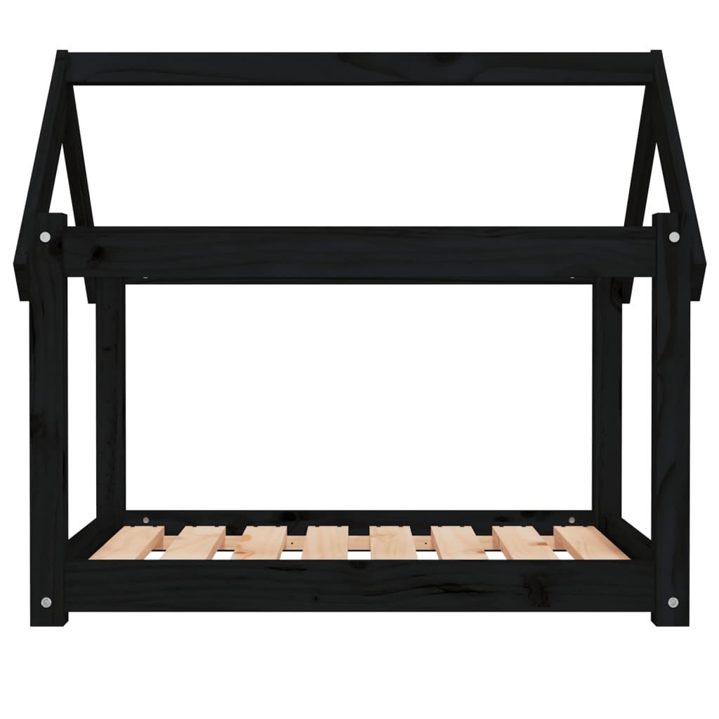 Hundebett Schwarz 81x60x70 cm Massivholz Kiefer