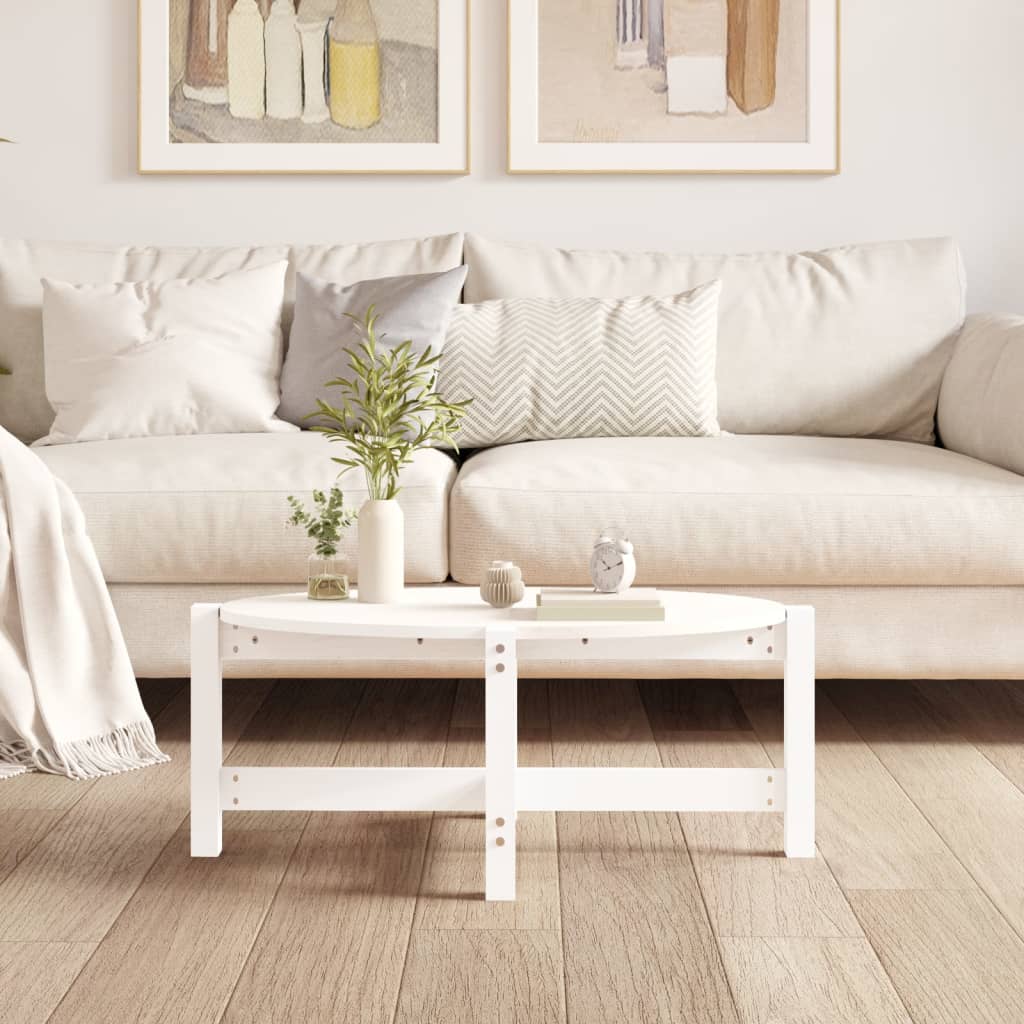 Sofabord Hvid 87x48x35 cm Massiv Fyr